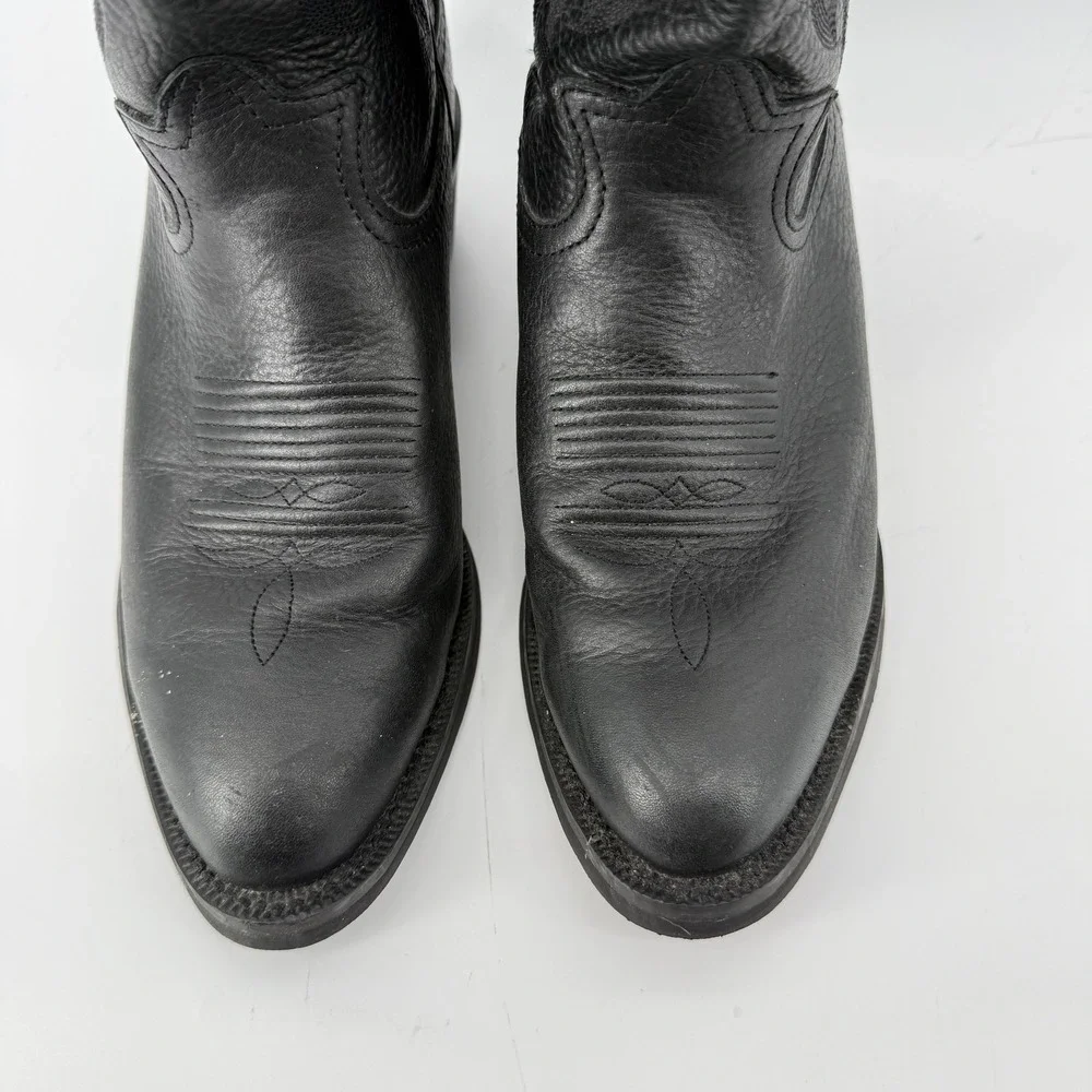 Tony Lama 3R Buckaroo Western Cowboy Boots Black‎ Deertan Leather Men 7D RR4002